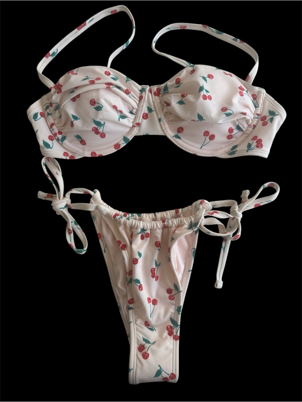 wild fable Cream Cherry-Print Tie-Side Bikini Set